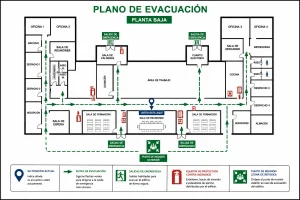 instalación de planos de evacuación