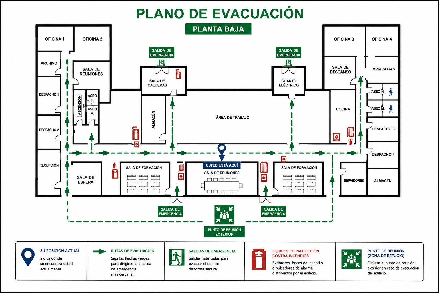 instalación de planos de evacuación